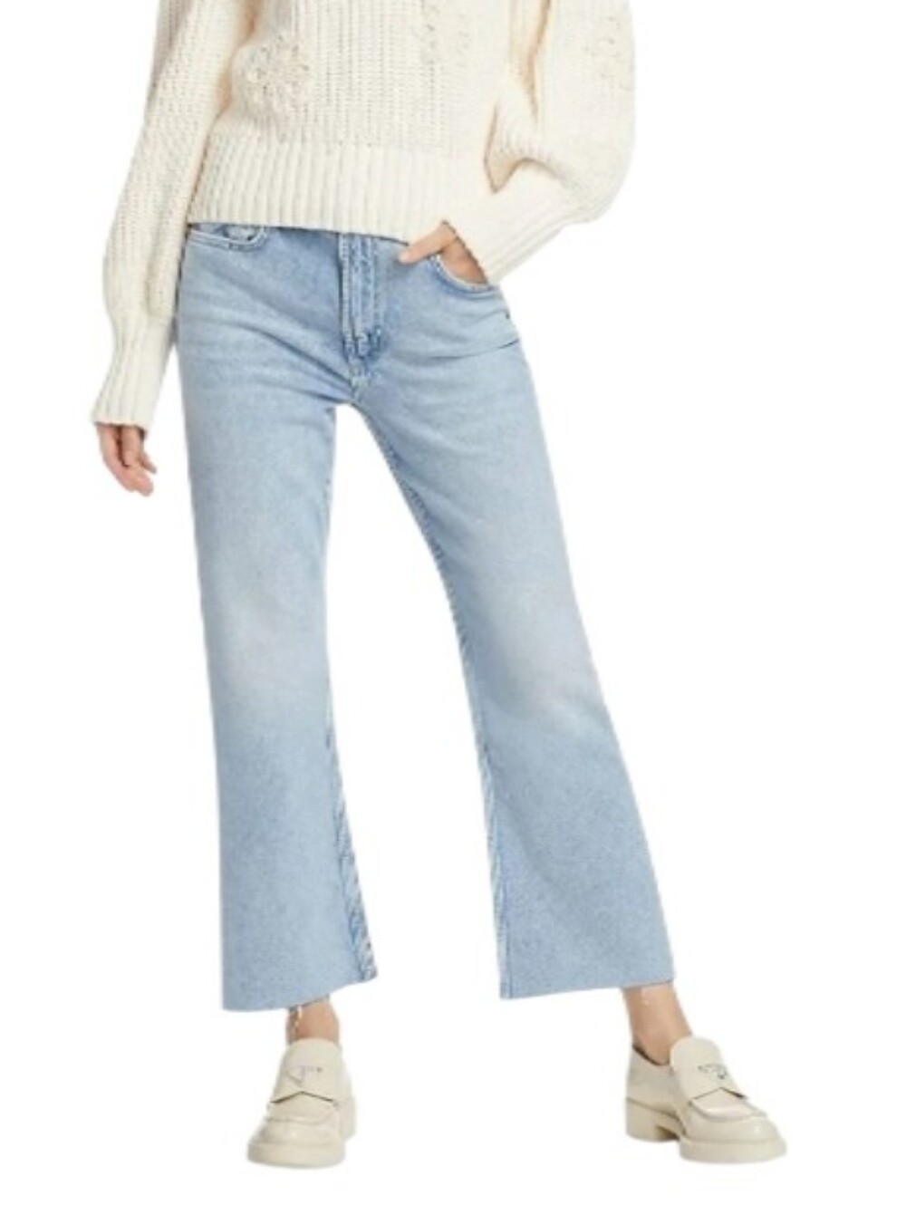 Rails The Sunset Crop High-Rise Crop Flare Raw Hem Denim Jeans